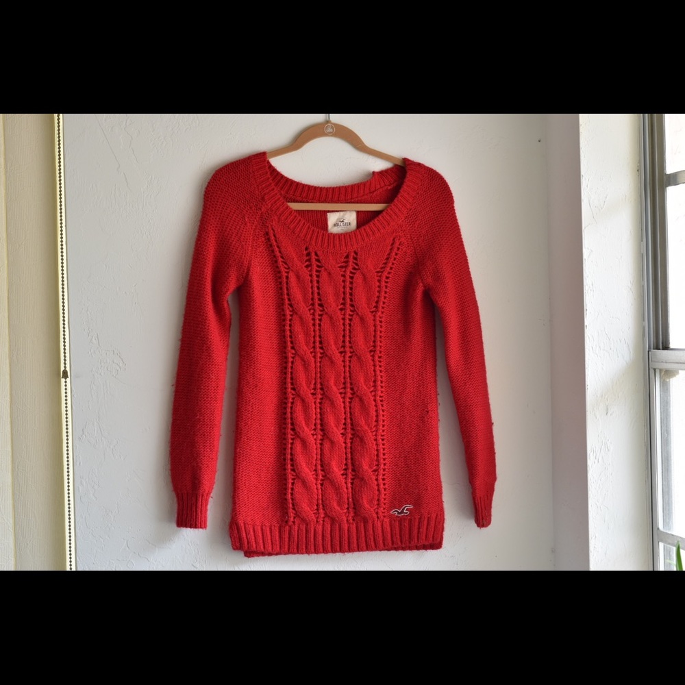 Hollister red knit sweater
